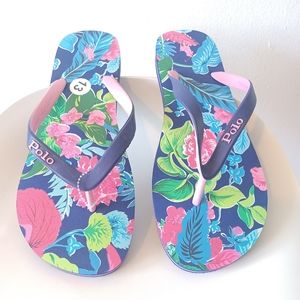 Polo by Ralph Lauren Men's Floral Flip Flops Size 13D
